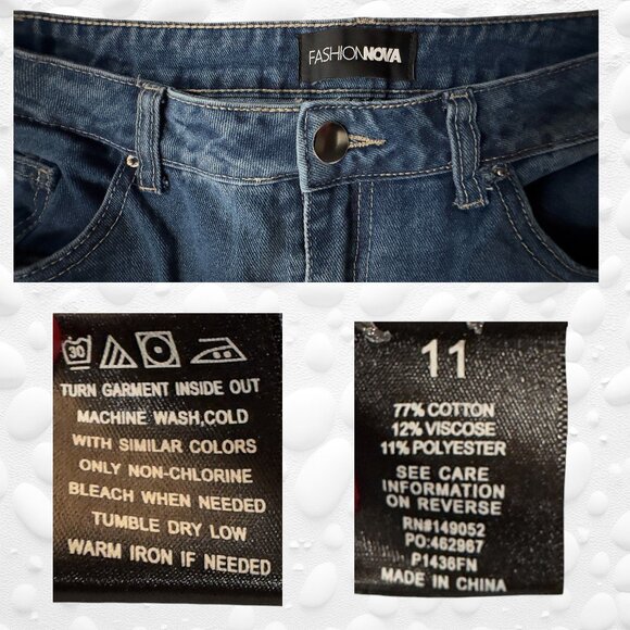 Fashion Nova High-Waisted Wide-Leg Denim Cargo Jeans – Size 11 - Picture 4 of 4